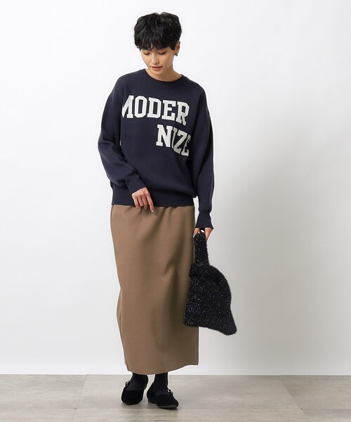 OPAQUE.CLIP（オペークドットクリップ）の「◆≪S-LLsize≫ メルトンライクジャージ ナロースカート【洗濯機洗い可】（スカート・レディース・ベージュ/ブラウン系/チャコールグレー・38/40/36/42）」の4枚目の写真