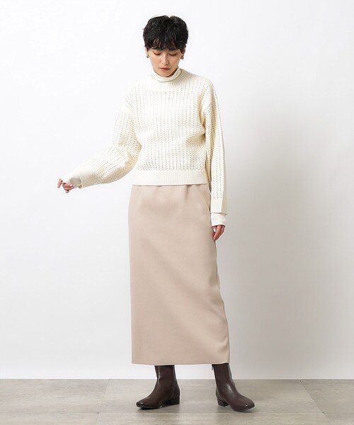 OPAQUE.CLIP（オペークドットクリップ）の「◆≪S-LLsize≫ メルトンライクジャージ ナロースカート【洗濯機洗い可】（スカート・レディース・ベージュ/ブラウン系/チャコールグレー・38/40/36/42）」の8枚目の写真