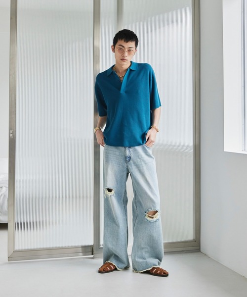Loose knit polo shirt /ルーズニットポロシャツ（ポロシャツ