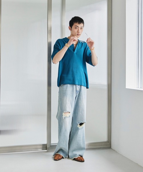 luudan knit polo ルーダン　ニットポロシャツ RUUBON（ルーボン）の「【RUUBON】relax knit polo shirt
