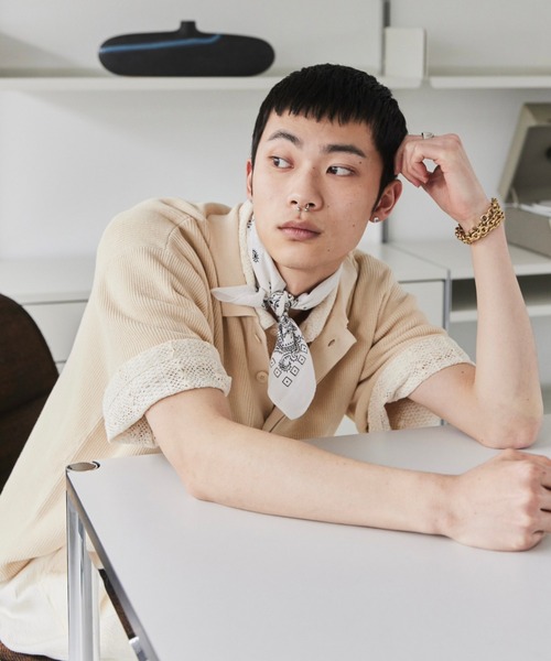 soerte（ソエルテ）の「Loose knit polo shirt /ルーズニットポロシャツ（ポロシャツ・メンズ・アイボリー/ベージュ/ライトグリーン/ブルー/チャコールグレー/ライトブルー・2/1/3）」の15枚目の写真