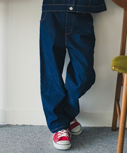 EDWIN（エドウィン）の「【Ou? by EDWIN】ワイドストレートデニムパンツ（デニムパンツ・キッズ・ブルー/ブラック/ネイビー・150/130/140/100/110/120/90）」の2枚目の写真