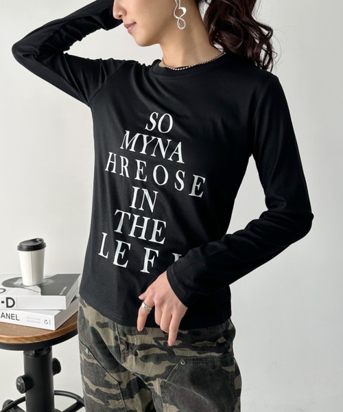 CLEA(クレア)の「ロゴレタリングスリムラインTシャツ(Tシャツ/カットソー・レディース・ホワイト/ライトグレー/ブラック・FREE)」の4枚目の写真
