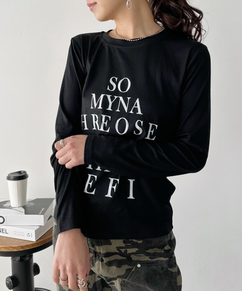 CLEA(クレア)の「ロゴレタリングスリムラインTシャツ(Tシャツ/カットソー・レディース・ホワイト/ライトグレー/ブラック・FREE)」の5枚目の写真