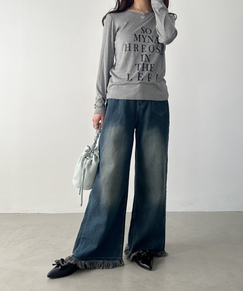 CLEA(クレア)の「ロゴレタリングスリムラインTシャツ(Tシャツ/カットソー・レディース・ホワイト/ライトグレー/ブラック・FREE)」の19枚目の写真