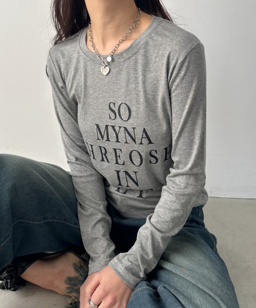CLEA(クレア)の「ロゴレタリングスリムラインTシャツ(Tシャツ/カットソー・レディース・ホワイト/ライトグレー/ブラック・FREE)」の13枚目の写真