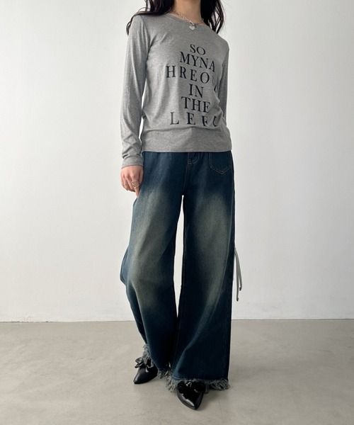 CLEA(クレア)の「ロゴレタリングスリムラインTシャツ(Tシャツ/カットソー・レディース・ホワイト/ライトグレー/ブラック・FREE)」の15枚目の写真