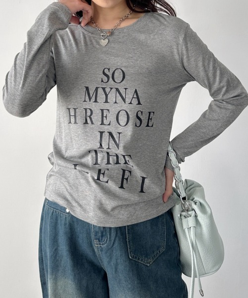 CLEA(クレア)の「ロゴレタリングスリムラインTシャツ(Tシャツ/カットソー・レディース・ホワイト/ライトグレー/ブラック・FREE)」の7枚目の写真