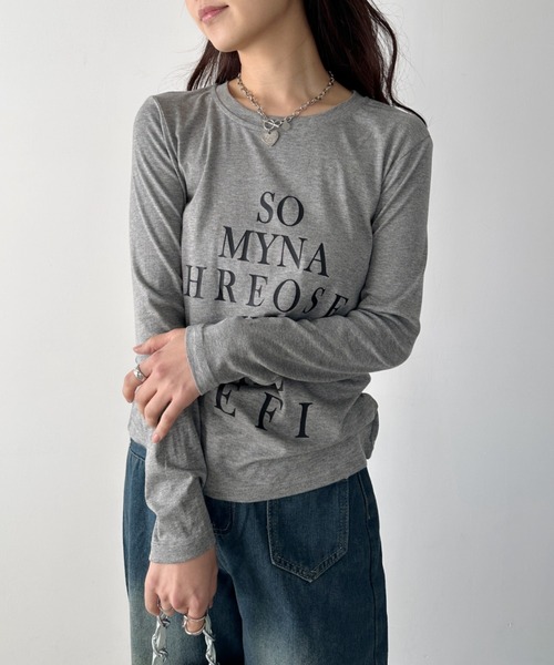 CLEA(クレア)の「ロゴレタリングスリムラインTシャツ(Tシャツ/カットソー・レディース・ホワイト/ライトグレー/ブラック・FREE)」の9枚目の写真