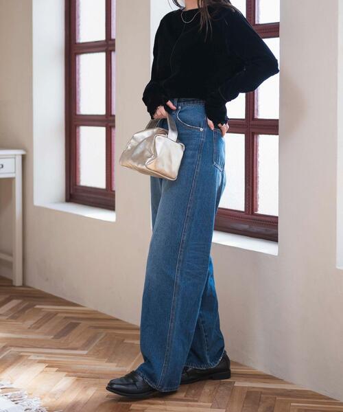 WEGO（ウィゴー）の「WEGO/シアーベロアトップス（Tシャツ/カットソー・レディース・ブラック/オフホワイト・FREE）」の4枚目の写真