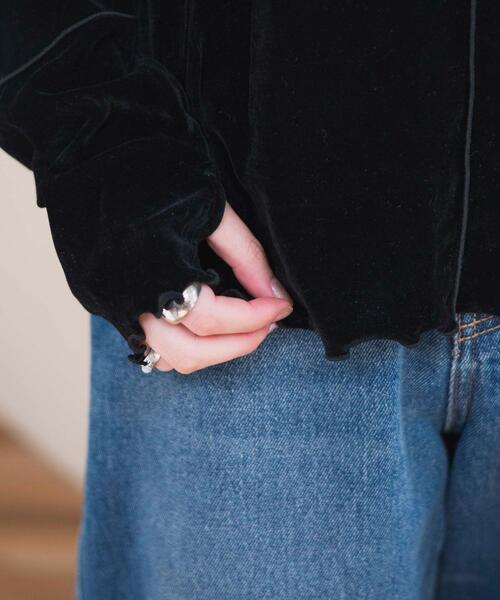 WEGO（ウィゴー）の「WEGO/シアーベロアトップス（Tシャツ/カットソー・レディース・ブラック/オフホワイト・FREE）」の7枚目の写真