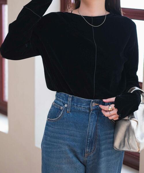 WEGO（ウィゴー）の「WEGO/シアーベロアトップス（Tシャツ/カットソー・レディース・ブラック/オフホワイト・FREE）」の11枚目の写真