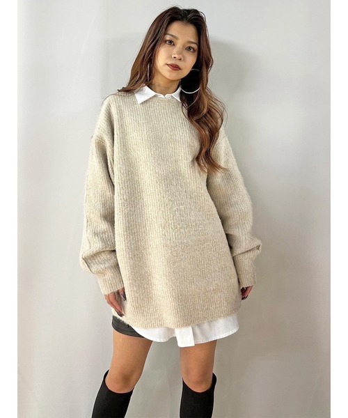 EGOIST（エゴイスト）の「ロングシャギービッグニットトップス（ニット/セーター・レディース・アイボリー/パープル/ブルー/ベージュ・FREE）」の2枚目の写真