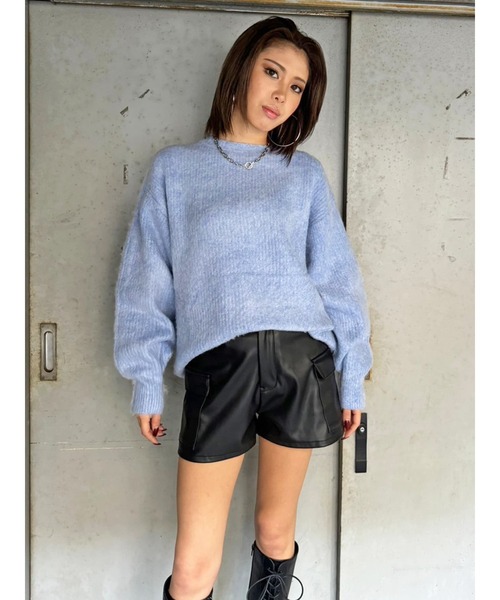 EGOIST（エゴイスト）の「ロングシャギービッグニットトップス（ニット/セーター・レディース・アイボリー/パープル/ブルー/ベージュ・FREE）」の3枚目の写真