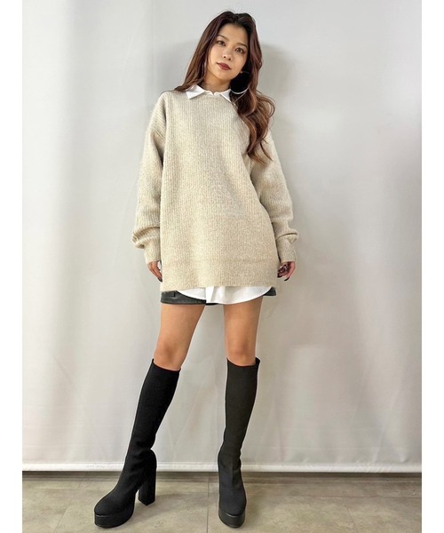 EGOIST（エゴイスト）の「ロングシャギービッグニットトップス（ニット/セーター・レディース・アイボリー/パープル/ブルー/ベージュ・FREE）」の10枚目の写真