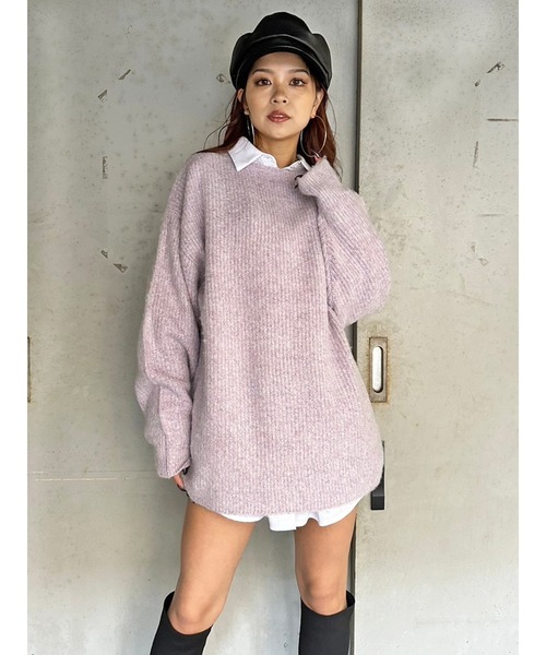 EGOIST（エゴイスト）の「ロングシャギービッグニットトップス（ニット/セーター・レディース・アイボリー/パープル/ブルー/ベージュ・FREE）」の14枚目の写真