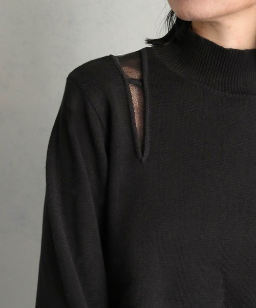 &g'aime(アンジェム)の「【&g'aime】ショルダースリットショート丈ニットトップス(ニット/セーター・レディース・ブラック/グレイッシュベージュ/パープル・FREE)」の7枚目の写真