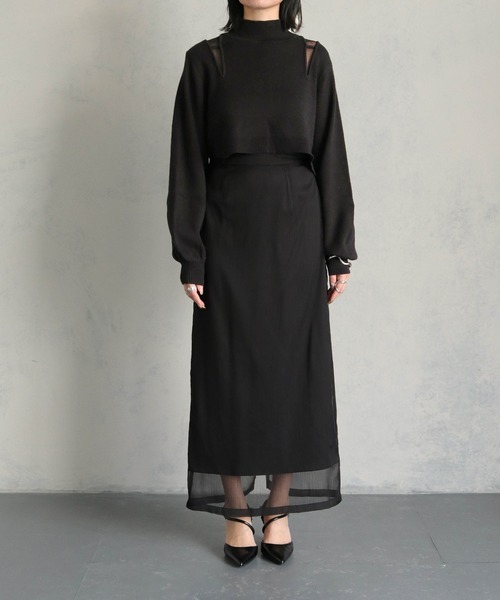 &g'aime(アンジェム)の「【&g'aime】ショルダースリットショート丈ニットトップス(ニット/セーター・レディース・ブラック/グレイッシュベージュ/パープル・FREE)」の10枚目の写真