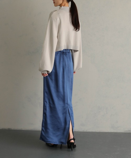 &g'aime(アンジェム)の「【&g'aime】ショルダースリットショート丈ニットトップス(ニット/セーター・レディース・ブラック/グレイッシュベージュ/パープル・FREE)」の18枚目の写真