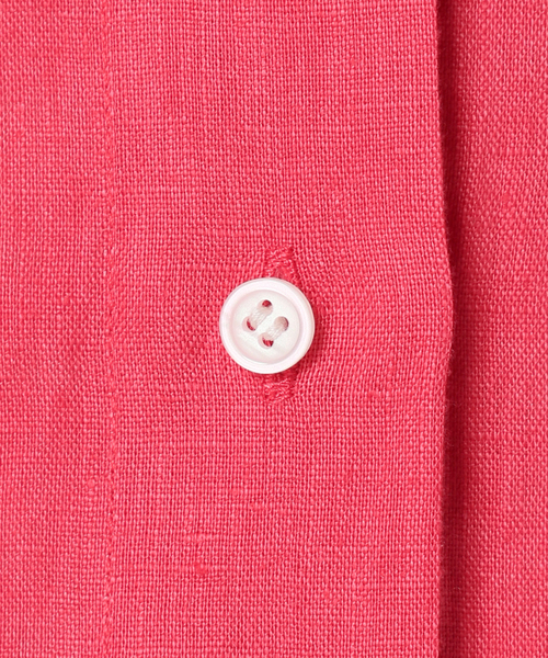 B.C STOCK（ベーセーストック）の「フレンチリネンレギュラーシャツ（シャツ/ブラウス・レディース・コバルトブルー/パープル/ピンク/ブラック/アイボリー/サックスブルー・FREE）」の9枚目の写真