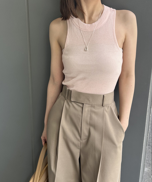 Noble（ノーブル）の「NINETY PERCENT/ナインティーパーセント Rib seam tank（タンクトップ・レディース・ブラック/ホワイト/ピンク・SMALL）」の3枚目の写真