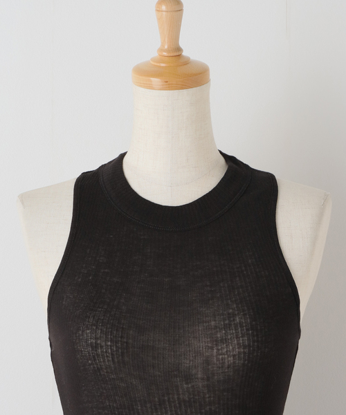 Noble（ノーブル）の「NINETY PERCENT/ナインティーパーセント Rib seam tank（タンクトップ・レディース・ブラック/ホワイト/ピンク・SMALL）」の7枚目の写真