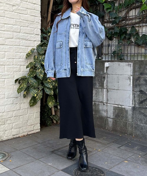 INGNI(イング)の「ジップBIGデニムブルゾン(ブルゾン・レディース・ブルー系1/グレー・M)」の5枚目の写真