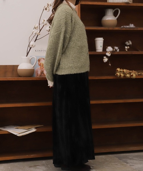 mil（ミル）の「【150㎝前後の小柄さんサイズ】前後2WAY淡色ニットカーディガン（カーディガン/ボレロ・レディース・ピンクベージュ/アイボリー/モスグリーン・S/XS）」の6枚目の写真