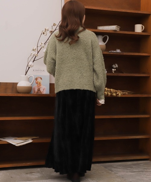 mil（ミル）の「【150㎝前後の小柄さんサイズ】前後2WAY淡色ニットカーディガン（カーディガン/ボレロ・レディース・ピンクベージュ/アイボリー/モスグリーン・S/XS）」の7枚目の写真