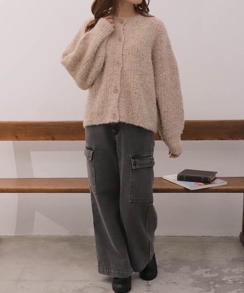mil（ミル）の「【150㎝前後の小柄さんサイズ】前後2WAY淡色ニットカーディガン（カーディガン/ボレロ・レディース・ピンクベージュ/アイボリー/モスグリーン・S/XS）」の12枚目の写真