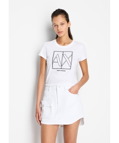 ARMANI EXCHANGE（アルマーニエクスチェンジ）の「【A|X アルマーニ エクスチェンジ】ボックスロゴデザイン　半袖クルーネックTシャツ/SLIM（Tシャツ/カットソー・レディース・ホワイト系その他・LARGE/MEDIUM/SMALL/X-SMALL）」の6枚目の写真