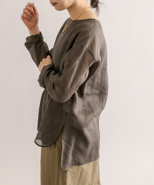 RIVE DROITE（リヴドロワ）の「ラミーシアープルオーバーブラウス（シャツ/ブラウス・レディース・チャコールグレー/ピンク/ベージュ・FREE）」の9枚目の写真