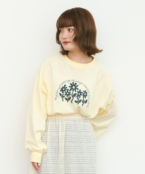 eLur（エラー）の「グラフィックロンT（Tシャツ/カットソー・レディース・アイボリー/ライトブルー・FREE）」の2枚目の写真