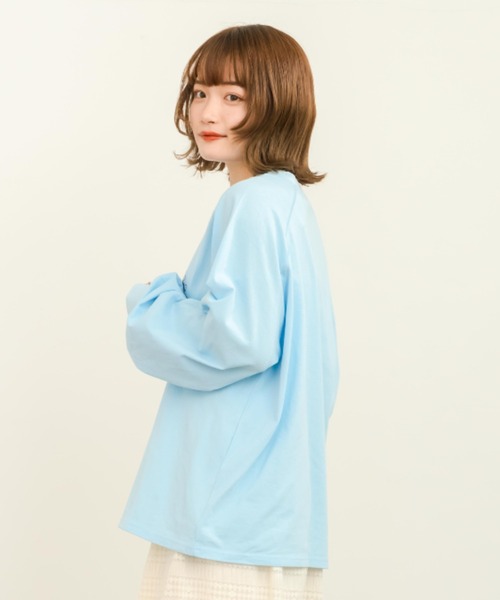 eLur（エラー）の「グラフィックロンT（Tシャツ/カットソー・レディース・アイボリー/ライトブルー・FREE）」の12枚目の写真