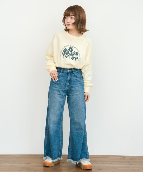eLur（エラー）の「グラフィックロンT（Tシャツ/カットソー・レディース・アイボリー/ライトブルー・FREE）」の17枚目の写真