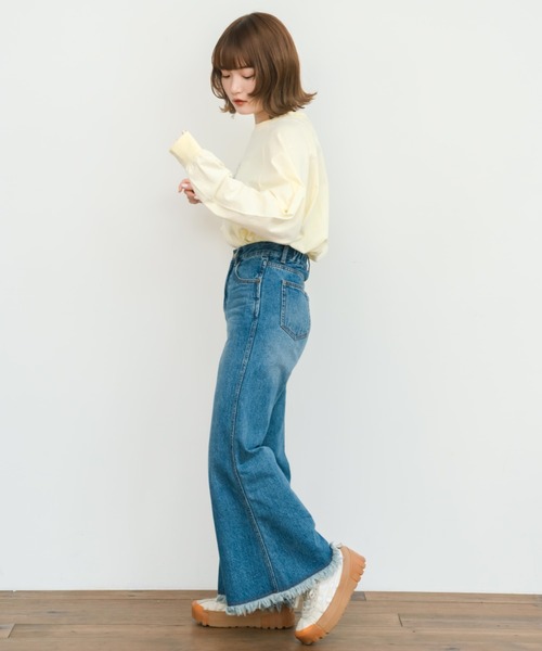 eLur（エラー）の「グラフィックロンT（Tシャツ/カットソー・レディース・アイボリー/ライトブルー・FREE）」の18枚目の写真