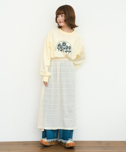 eLur（エラー）の「グラフィックロンT（Tシャツ/カットソー・レディース・アイボリー/ライトブルー・FREE）」の10枚目の写真