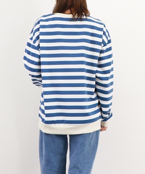 Miniministore(ミニミニストア)の「ボーダー柄 スウェット 配色 トレーナー(Tシャツ/カットソー・レディース・ブラック/ブルー・FREE)」の12枚目の写真