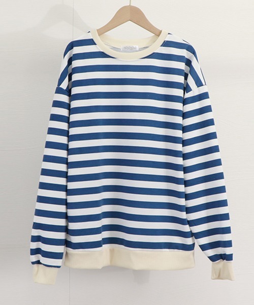 Miniministore(ミニミニストア)の「ボーダー柄 スウェット 配色 トレーナー(Tシャツ/カットソー・レディース・ブラック/ブルー・FREE)」の13枚目の写真