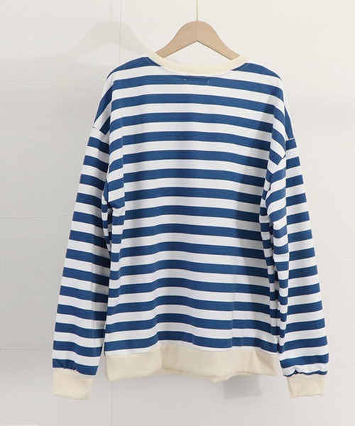 Miniministore(ミニミニストア)の「ボーダー柄 スウェット 配色 トレーナー(Tシャツ/カットソー・レディース・ブラック/ブルー・FREE)」の14枚目の写真