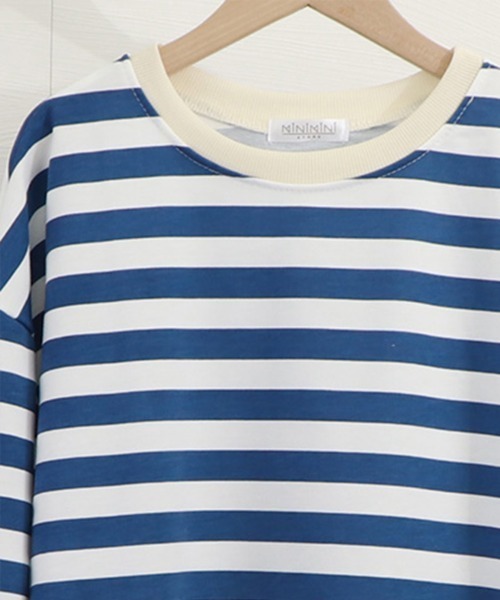 Miniministore(ミニミニストア)の「ボーダー柄 スウェット 配色 トレーナー(Tシャツ/カットソー・レディース・ブラック/ブルー・FREE)」の15枚目の写真