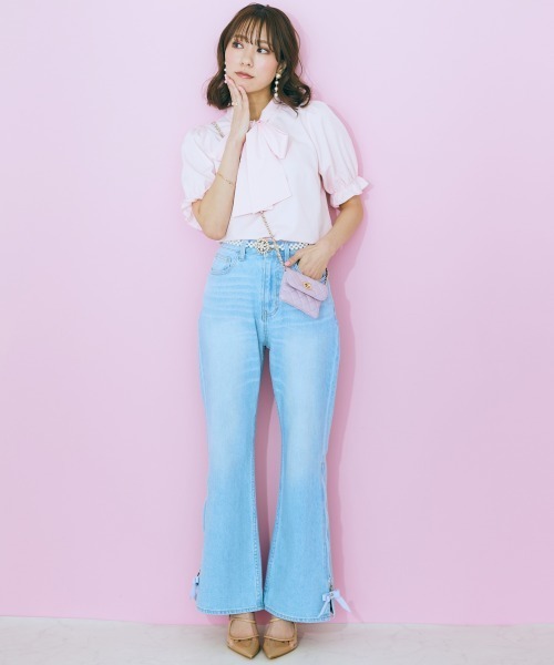 marun（マルン）の「＜大きいサイズ＞ リボンタイブラウス marun（シャツ/ブラウス・レディース・ピンク/ラベンダー/オフホワイト・L/LL/3L/4L/5L）」の11枚目の写真