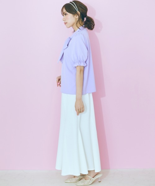 marun（マルン）の「＜大きいサイズ＞ リボンタイブラウス marun（シャツ/ブラウス・レディース・ピンク/ラベンダー/オフホワイト・L/LL/3L/4L/5L）」の18枚目の写真