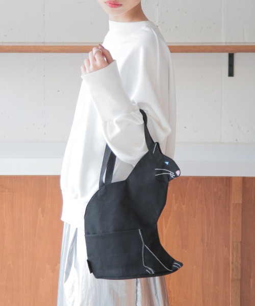 ROOTOTE(ルートート)の「【ROOTOTE】 EU.デリ.オスワリネコ-A トートバッグ ネコトート 猫バッグ 1110(トートバッグ・レディース・オフホワイト/ブラック/ライトグレー・FREE)」の5枚目の写真