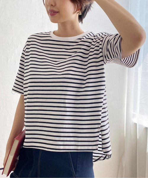 ikka(イッカ)の「コットンUSA半袖Tシャツ(Tシャツ/カットソー・レディース・ブラック/オフホワイト/グレー/ミント/ホワイト/ピンク/マスタード/ブルー・S/M/L)」の2枚目の写真