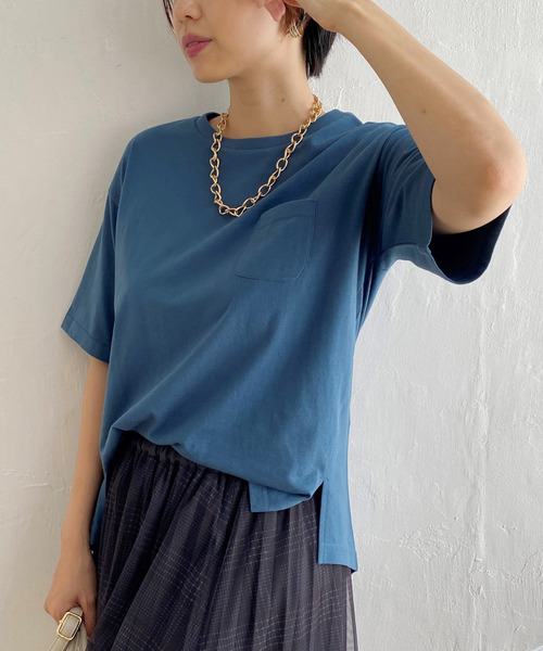 ikka(イッカ)の「コットンUSA半袖Tシャツ(Tシャツ/カットソー・レディース・ブラック/オフホワイト/グレー/ミント/ホワイト/ピンク/マスタード/ブルー・S/M/L)」の6枚目の写真