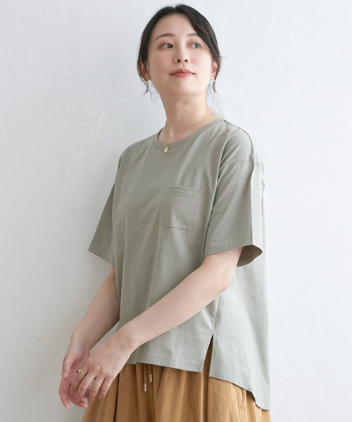 ikka(イッカ)の「コットンUSA半袖Tシャツ(Tシャツ/カットソー・レディース・ブラック/オフホワイト/グレー/ミント/ホワイト/ピンク/マスタード/ブルー・S/M/L)」の5枚目の写真