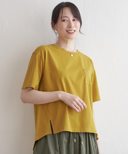 ikka(イッカ)の「コットンUSA半袖Tシャツ(Tシャツ/カットソー・レディース・ブラック/オフホワイト/グレー/ミント/ホワイト/ピンク/マスタード/ブルー・S/M/L)」の7枚目の写真