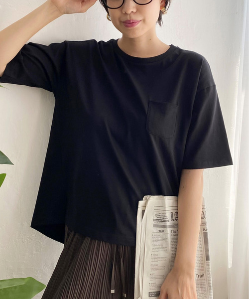 ikka(イッカ)の「コットンUSA半袖Tシャツ(Tシャツ/カットソー・レディース・ブラック/オフホワイト/グレー/ミント/ホワイト/ピンク/マスタード/ブルー・S/M/L)」の3枚目の写真