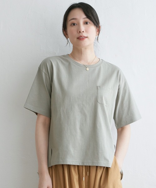 ikka(イッカ)の「コットンUSA半袖Tシャツ(Tシャツ/カットソー・レディース・ブラック/オフホワイト/グレー/ミント/ホワイト/ピンク/マスタード/ブルー・S/M/L)」の21枚目の写真